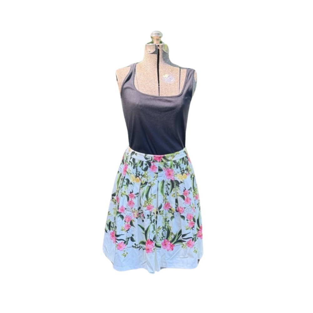 Talbots Pink and Green Pleated Midi Skirt
